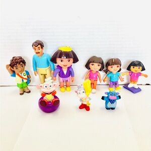 Dora The Explorer PVC Figures Lot(9) Dora Papi Benny Diego Minor Wear Mattel